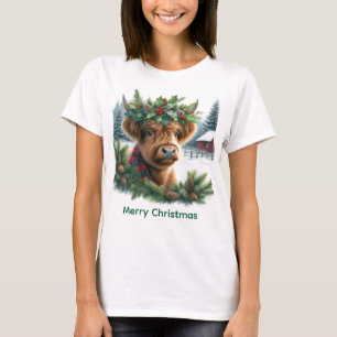 Camiseta Vaca das Terras Altas de Natal com Pinheiro 