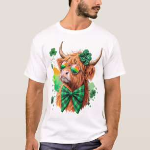 Camiseta Vaca das Terras Altas de St Patrick Png, Vaca Sort