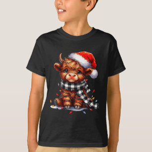 Camiseta Vaca das Terras Altas do Natal Chapéu do Papai Noe