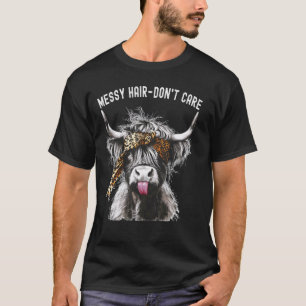 Camiseta Vaca das Terras Altas Estampa de Leopardo Cabelo D