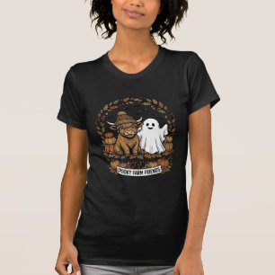 Camiseta Vaca das Terras Altas Fantasma de Halloween Abóbor