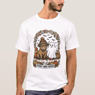 Camiseta Vaca das Terras Altas Fantasma de Halloween Abóbor