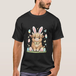 Camiseta Vaca das Terras Altas Fofa com Orelhas de Coelho O