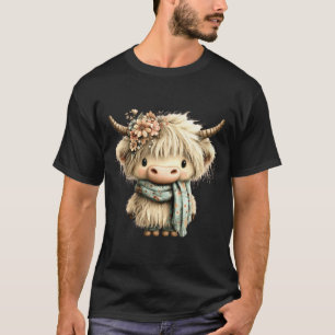 Camiseta Vaca das Terras Altas fofa floral boho animal de f