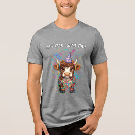 Camiseta Vaca das Terras Altas Mal-Humorada Ano Novo Engraç