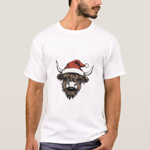 Camiseta Vaca das Terras Altas Natal Xmas Papai Noel Lanoso