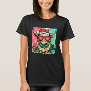Camiseta Vaca das Terras Altas Natal Xmas Visco Papai Noel