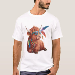 Camiseta Vaca das Terras Altas Png, Vaca Legal Png, Óculos 