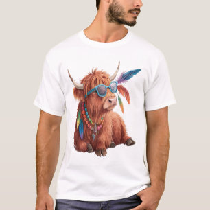 Camiseta Vaca das Terras Altas Png, Vaca Legal Png, Óculos 