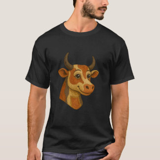 Camiseta Vaca das Terras Altas Sorridente no Estilo do Egit