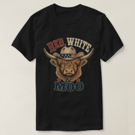 Camiseta Vaca das Terras Altas Vermelha, Branca &