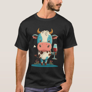 Camiseta Vaca de Bebendo de vinho