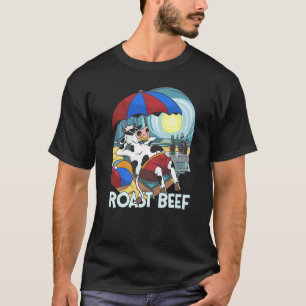 Camiseta Vaca de Carne Assada de Férias na Praia Bronzeado