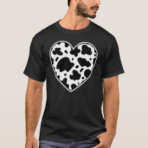 Camiseta Vaca de coração de couro de fazendeiro preto e bra