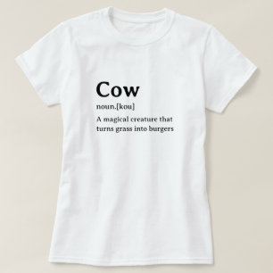 Camiseta Vaca de Definição de Dicionário Engraçada