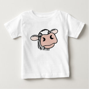 Camiseta vaca de desenho animado preto branco rosa beijo ci