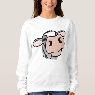 Camiseta vaca de desenho animado preto branco rosa beijo ci