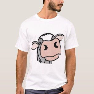 Camiseta vaca de desenho animado preto branco rosa beijo ci