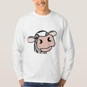 Camiseta vaca de desenho animado preto branco rosa beijo ci