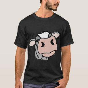 Camiseta vaca de desenho animado preto branco rosa beijo ci