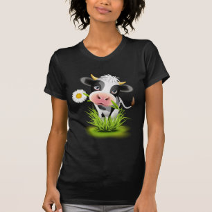 Camiseta Vaca de Holstein na relva