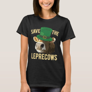 Camiseta Vaca de Humor de Dia de São Patrício Leprechaun