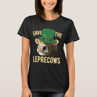 Camiseta Vaca de Humor de Dia de São Patrício Leprechaun