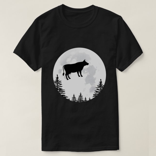 Camiseta Vaca De Leite Voadora Sobre A Lua (Frente do Design)