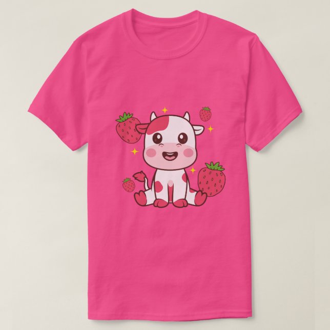 Camiseta Vaca De Morango, Vaca Cura, Pata De Vaca Rosa (Frente do Design)
