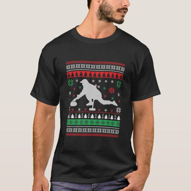 Camiseta Vaca de Natal Feia de Curling (Frente)