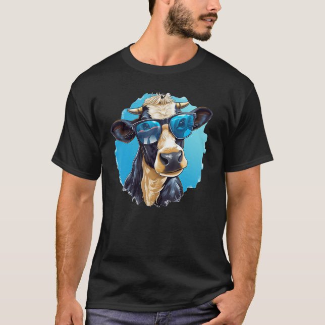 Camiseta Vaca de Óculos de Sol Engraçados (Frente)