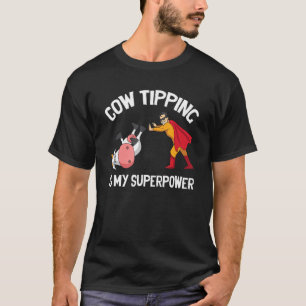 Camiseta Vaca Derrubando Super Herói Humor Caipira Fazenda