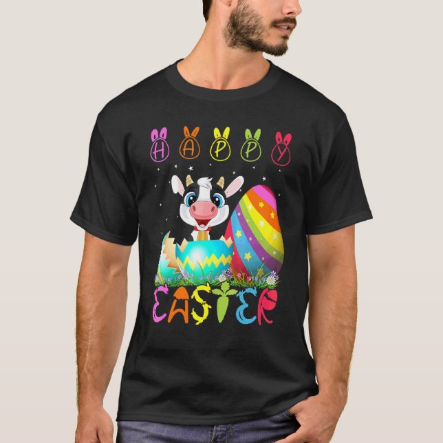 Camiseta Vaca do Dia de Páscoa Fantasia de Páscoa Fofa para (Frente)