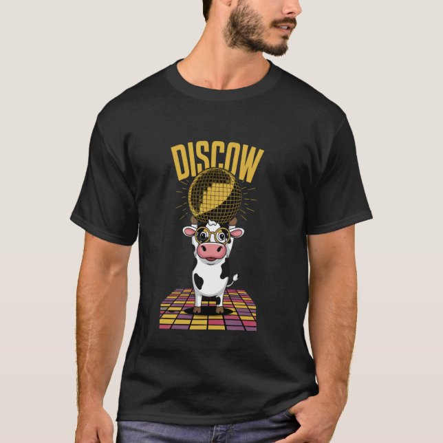 Camiseta Vaca do Discow Dançante Design de Vaca Disco Engra (Frente)