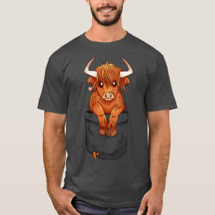 Camiseta Vaca do planalto escocês Pocket Cute