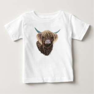 Camiseta Vaca do Terreno Escocês Charlie Com Cabelo Estranh