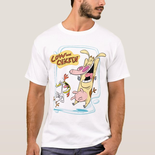 Camiseta Vaca e Galinha Rindo Gráfico (Frente)