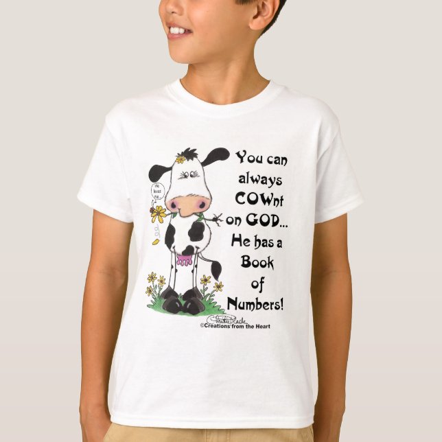 Camiseta Vaca e Ladybug COWnt em Deus (Frente)