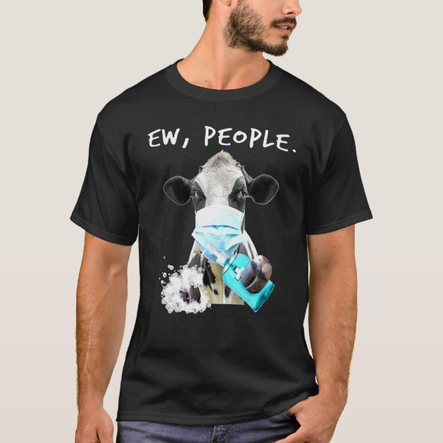 Camiseta Vaca Eca Pessoas Vaca Usando Máscara Facial (Frente)