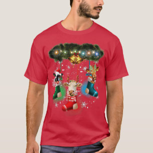 Camiseta Vaca em Meias Reindeer Horrível Vaca Santa Claus C