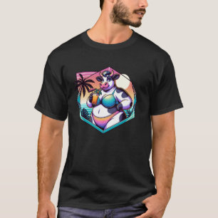Camiseta Vaca Em Roupa De Banho Com Cena Tropical De Coquet