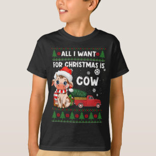 Camiseta Vaca Engraçada Ama Vaca Bonita Santa Hat Feia Nata