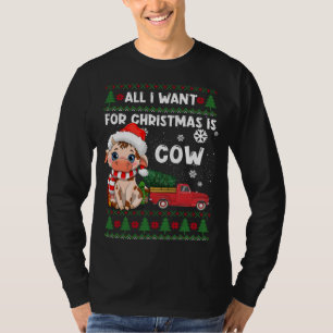 Camiseta Vaca Engraçada Ama Vaca Bonita Santa Hat Feia Nata