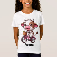 Vaca engraçada andando de bicicleta