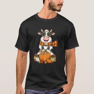 Camiseta Vaca Engraçada Café Outono Dia de Ação de Graças M