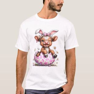 Camiseta Vaca engraçada coelho de Páscoa vacas Highland fof