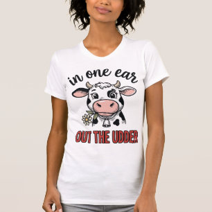 Camiseta Vaca Engraçada Com Uma Orelha Para Fora Da Camiset