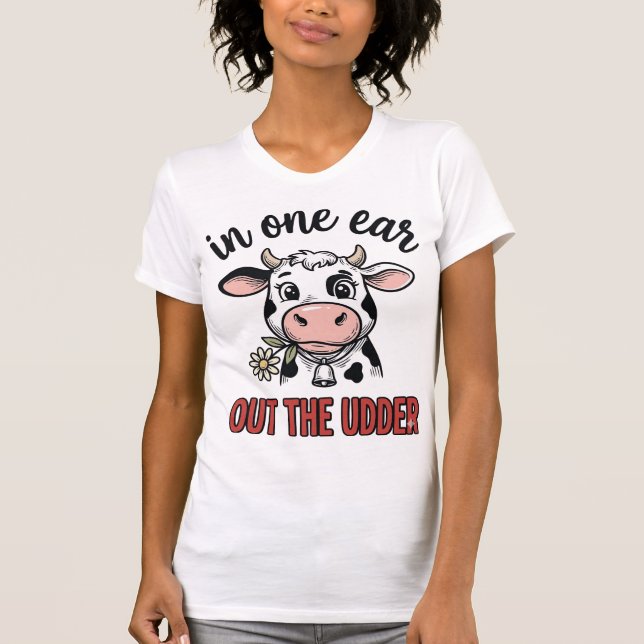 Camiseta Vaca Engraçada Com Uma Orelha Para Fora Da Camiset (Frente)