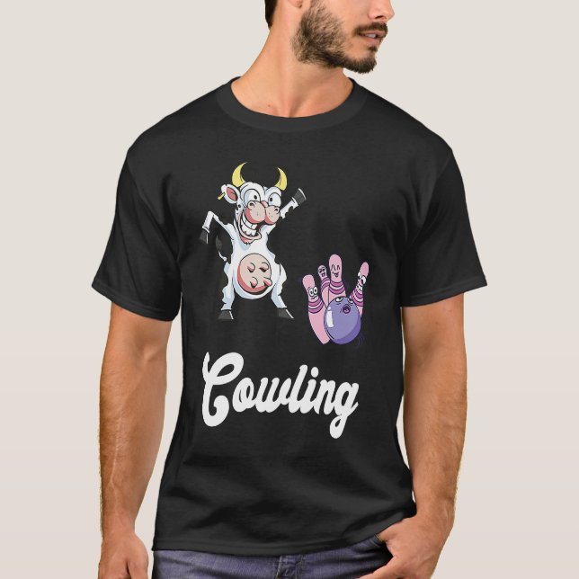 Camiseta Vaca engraçada de boliche greve time de boliche Bo (Frente)