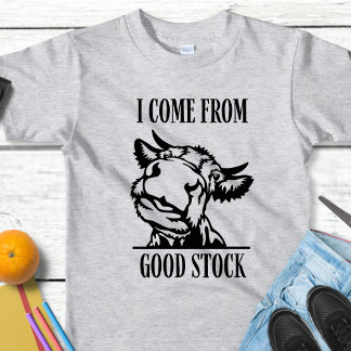 Camiseta Vaca Engraçada Eu Venho de Boa Estirpe